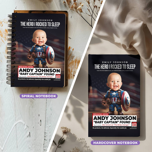 Personalized Baby Captain Notebook – Custom Superhero Journal with Baby Photo & Name
